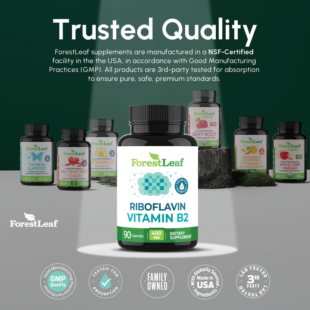ForestLeaf Vitamin B2 Riboflavin 400mg - Energy