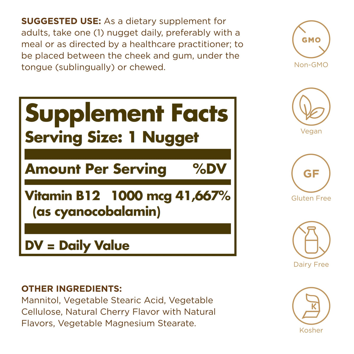Solgar Sublingual Vitamin B12 1000 mcg - 500 Nuggets - image 2