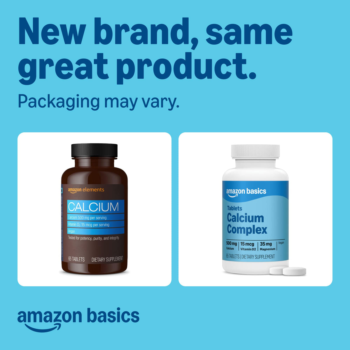 Amazon Basics Calcium plus Vitamin D2 - 65 Tablets - image 2