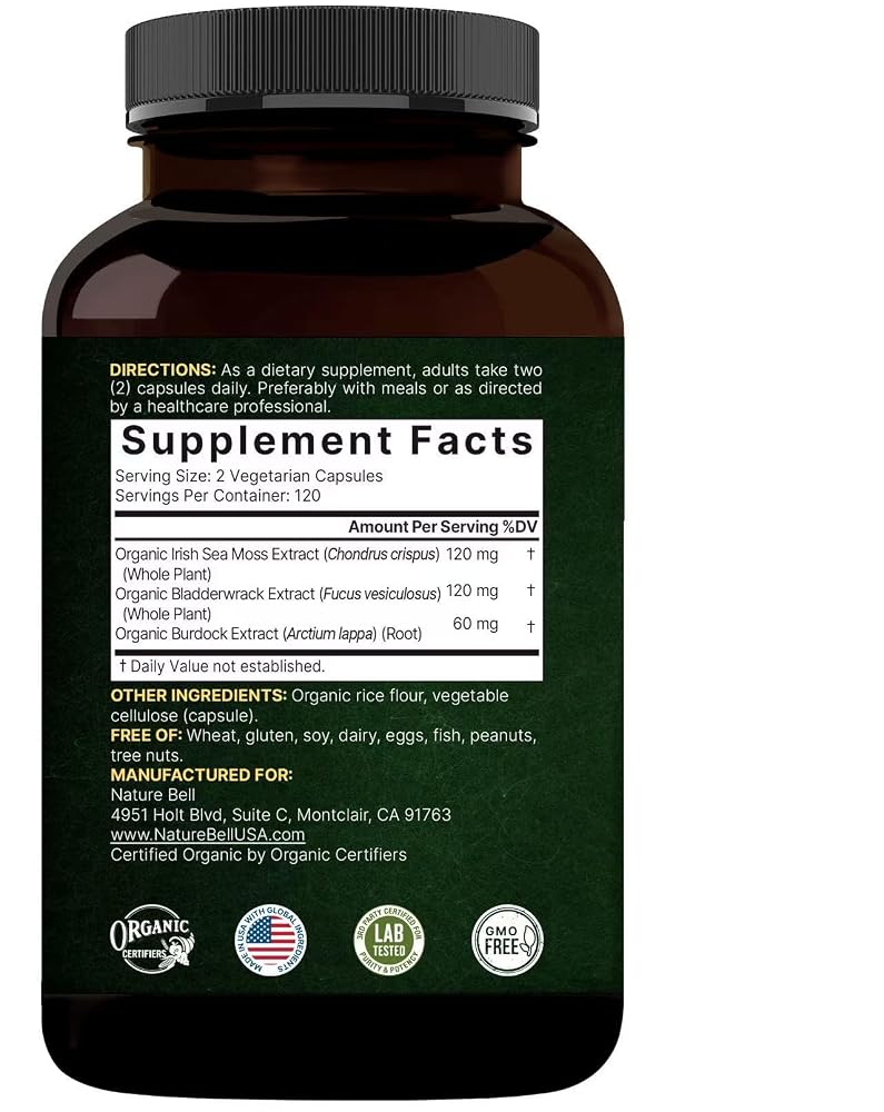 NatureBell 3-in-1 Sea Moss - 240 Vegetarian Capsules - image 8