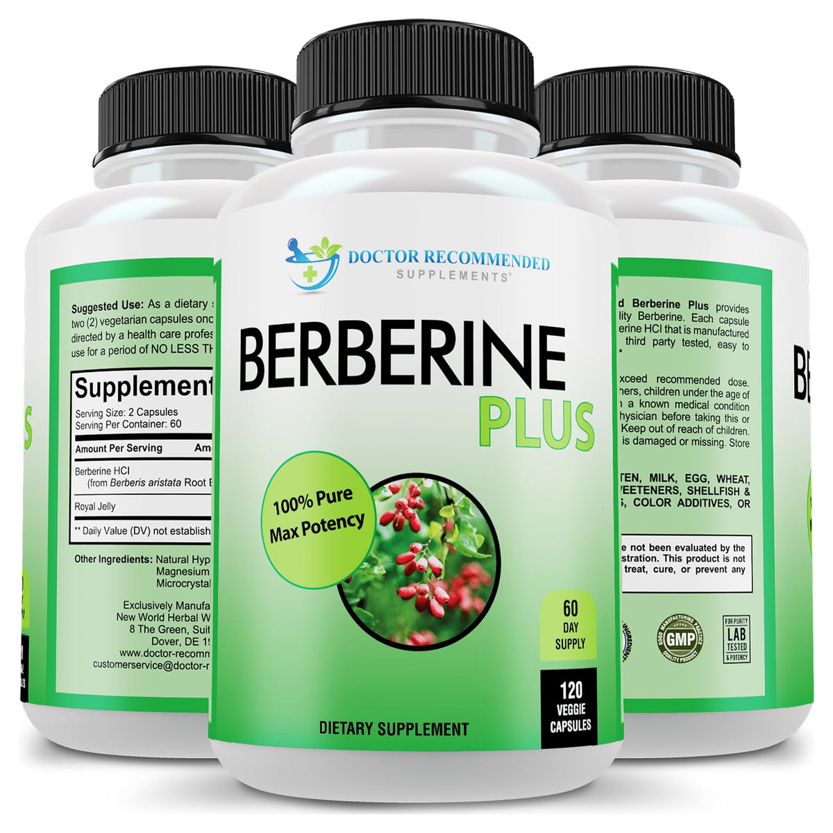 DOCTOR RECOMMENDED SUPPLEMENTS Berberine Plus 1200mg Per Serving