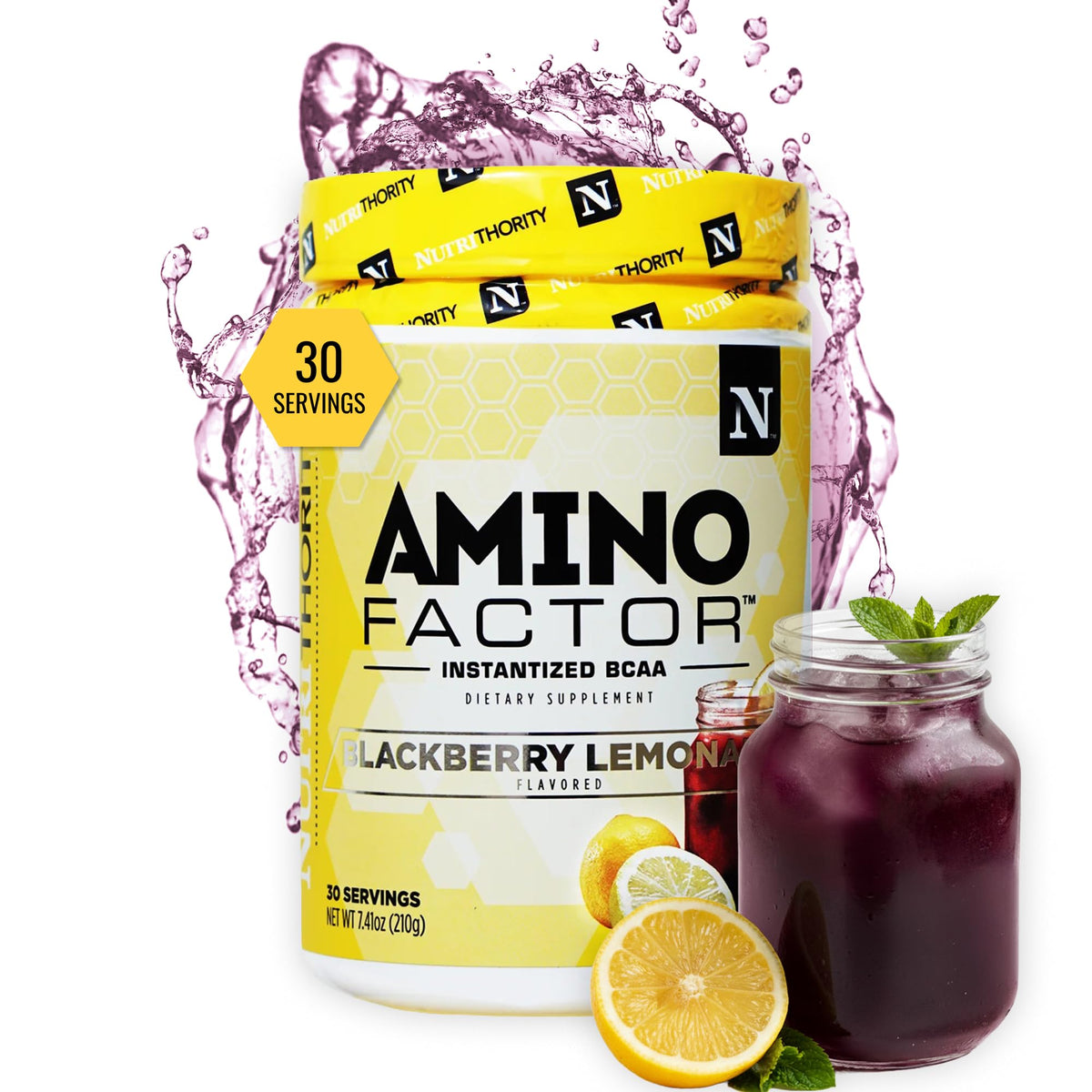 Nutrithority BCAA Powder Amino Factor BlackBerry Lemonade