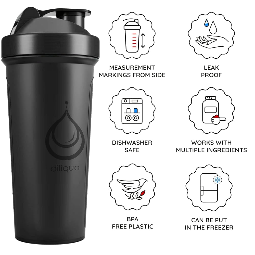 diliqua 4 PACK, 28 oz & 20 oz Shaker Bottles for Protein Mixes - image 4