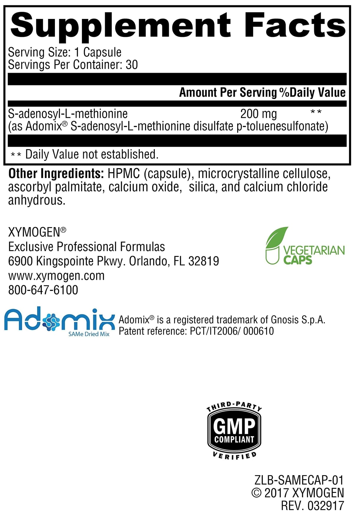 XYMOGEN SAM-e Supplement - 30 Capsules - image 2