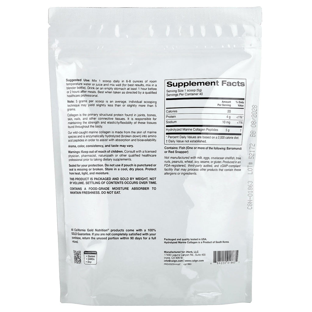 California Gold Nutrition Collagen Peptides Powder - 200g - image 2