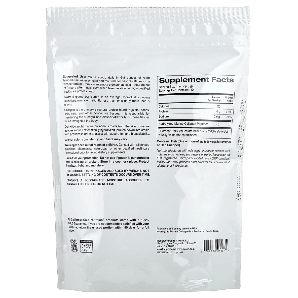 California Gold Nutrition Collagen Peptides Powder - 200g - image 2