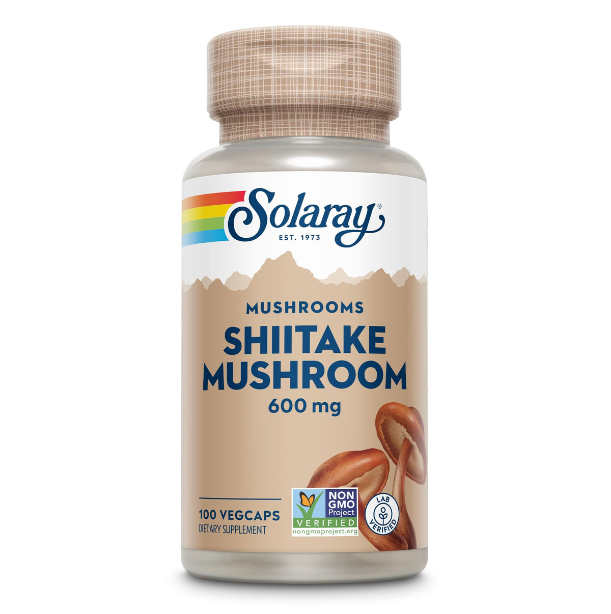 SOLARAY Shiitake Mushroom 600 mg Supplement - 100 Vegetarian Capsules