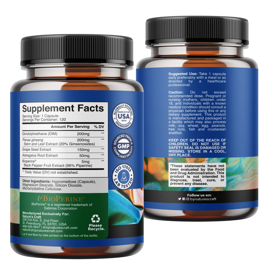 Natures Craft DIM Supplement for Men Hormone Balance - 120 Capsules - image 8