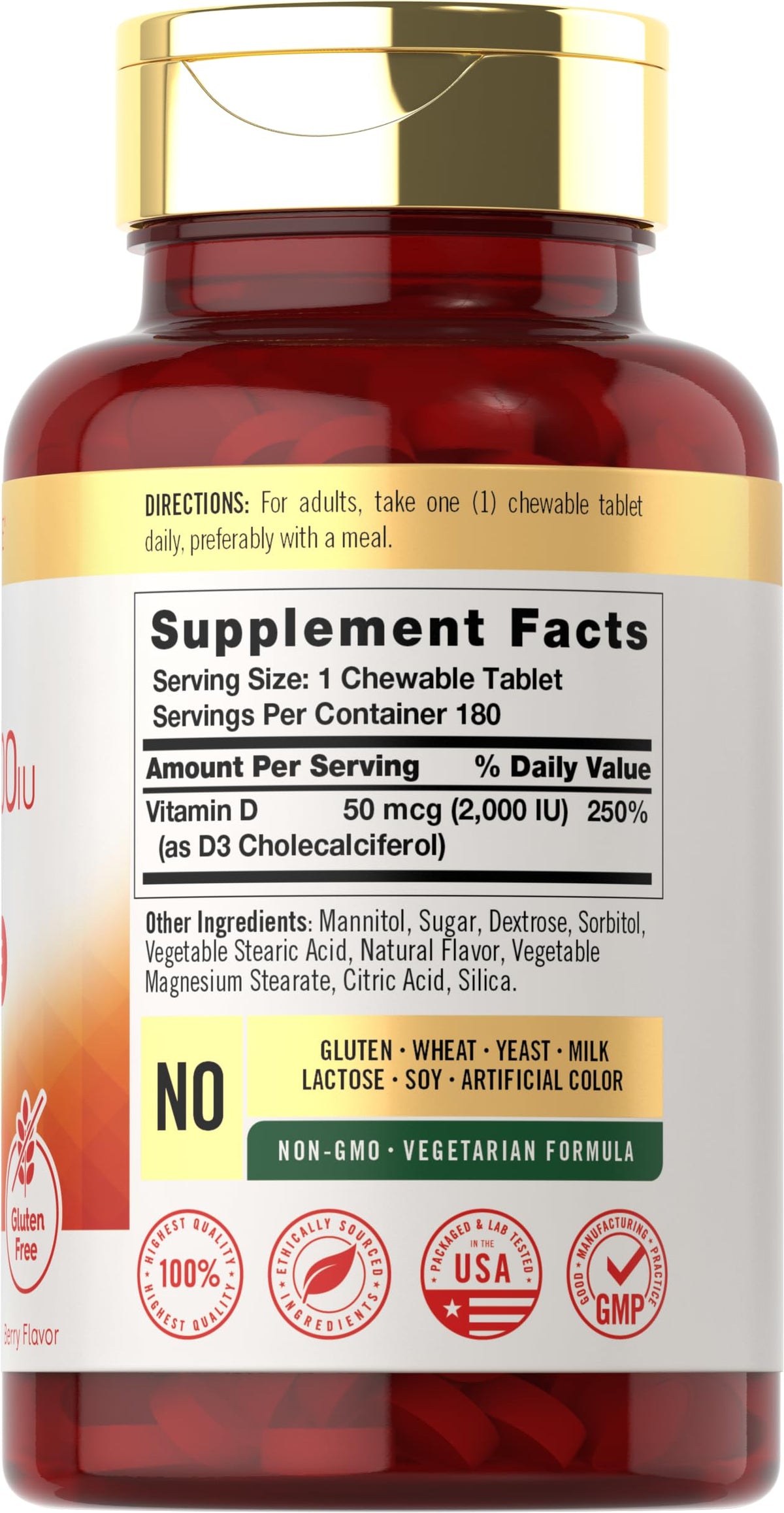 Carlyle Chewable Vitamin D3 2000 IU - 180 Tablets - image 2