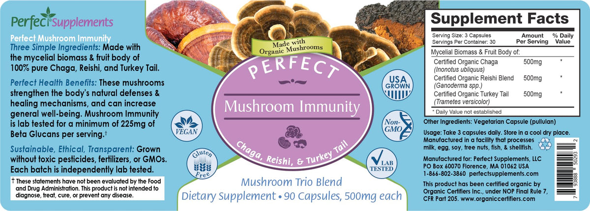 Perfect Supplements Mushroom Immunity - 90 Capsules - image 2