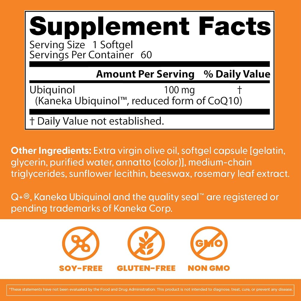 Doctor's BEST Kaneka Ubiquinol 100 mg CoQ10 - 60 Softgels - image 2