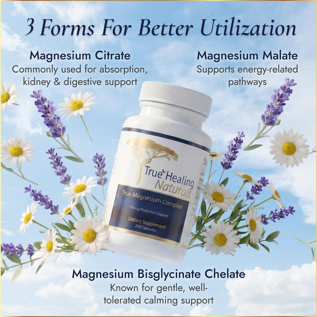 True Healing Naturals Magnesium Complex Energy Support - 200 Vegetarian Capsules - image 2