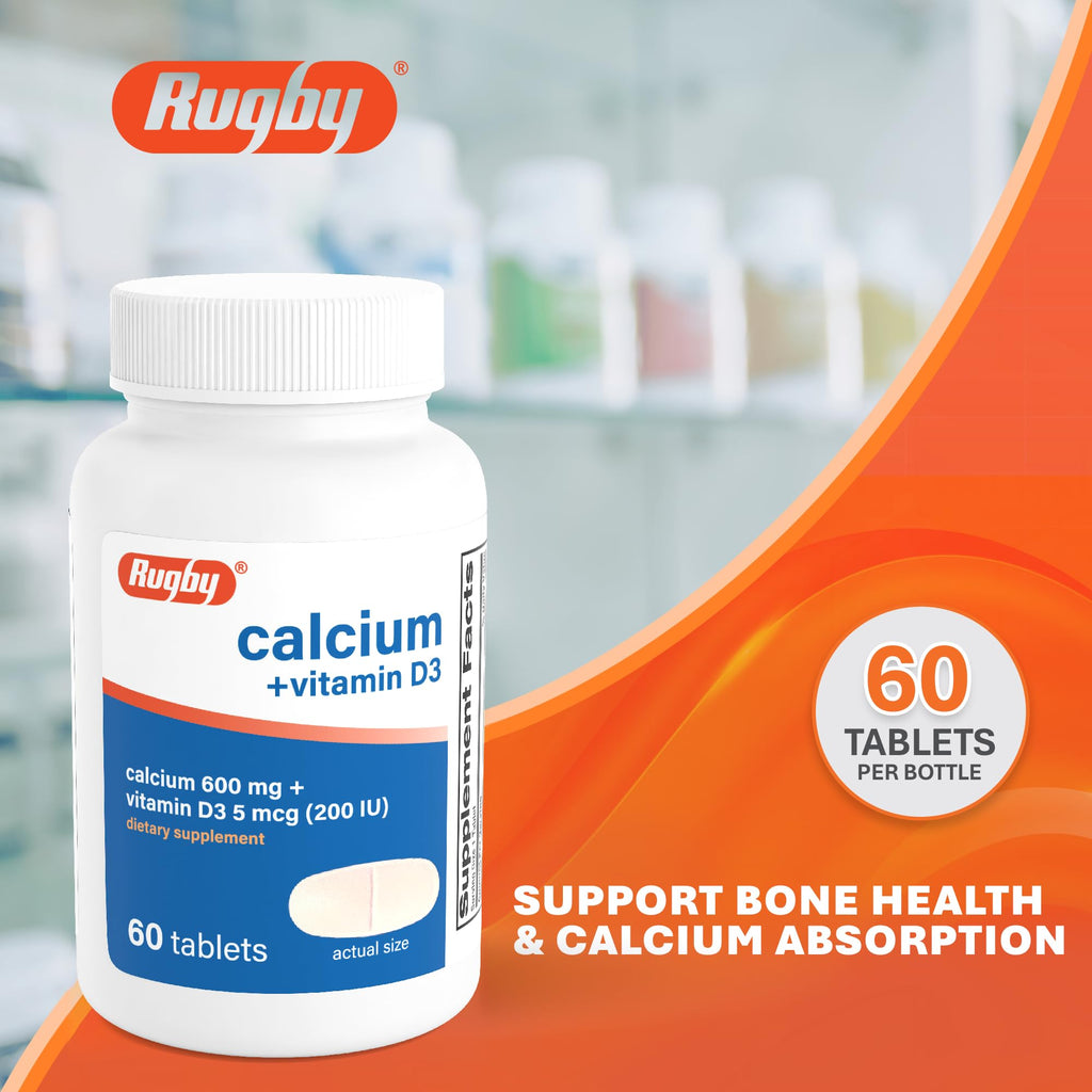 Rugby Calcium 600 mg + Vitamin D3 200 IU Tablets - 60 Count - image 2