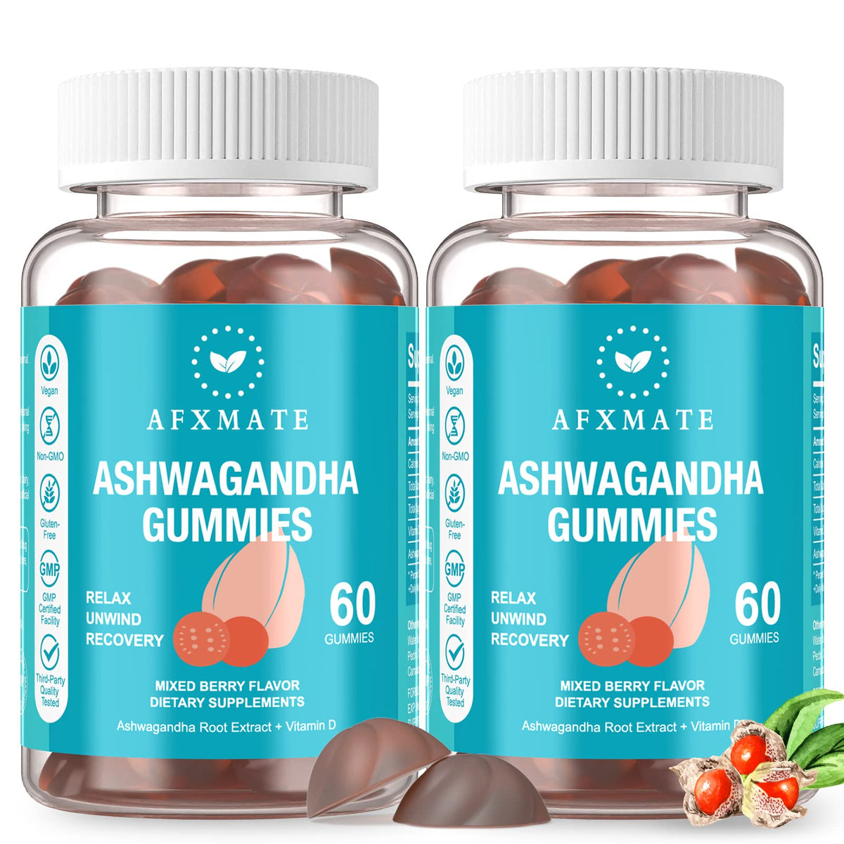 AFXMATE Ashwagandha Gummies with Vitamin D3 - 120 Gummies