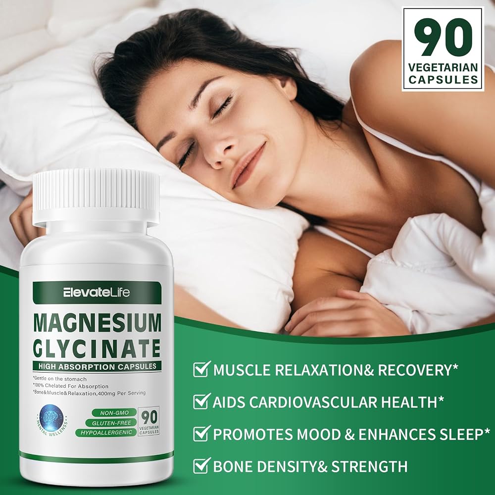 ElevateLife Magnesium Glycinate 400 MG per Serving 100% Chelated