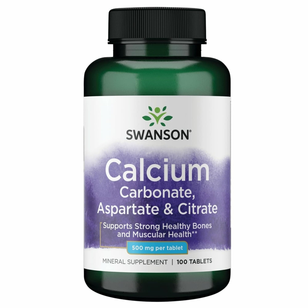 Swanson Calcium Carbonate Aspartate & Citrate 500 mg - 100 Tablets