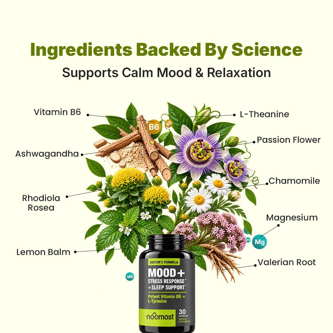 NooMost Mood Support Supplement with Ashwagandha & 5-HTP - 30 Capsules - image 4