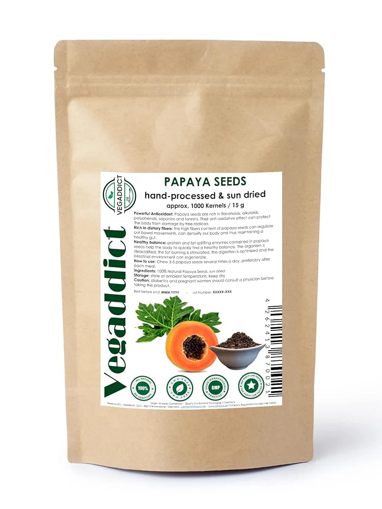 Vegaddict 100% Natural Sun Dried Papaya Seeds - Approx 1000 Seeds