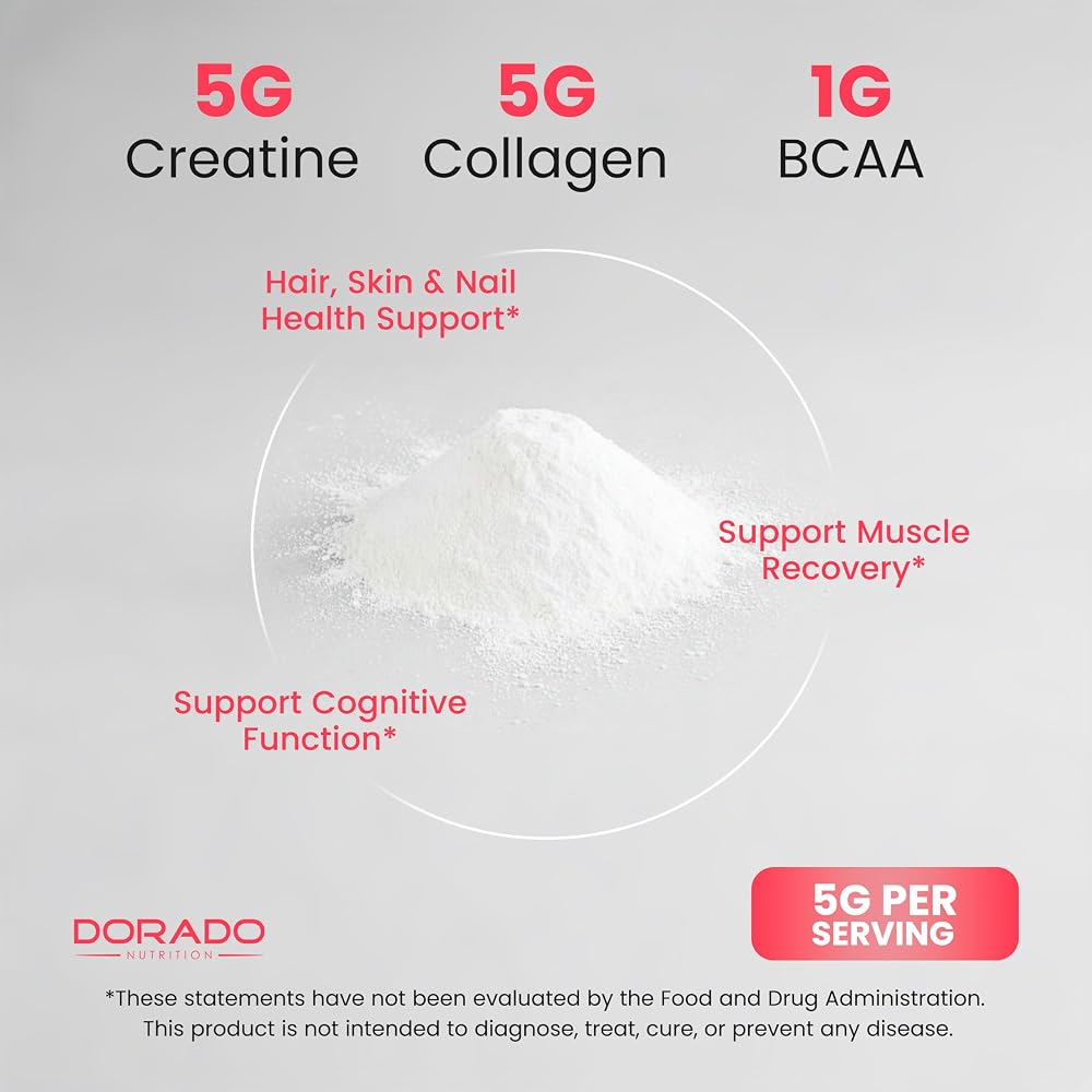 DORADO NUTRITION Creatine Monohydrate Powder with Collagen & BCAA - 30 Servings - image 4
