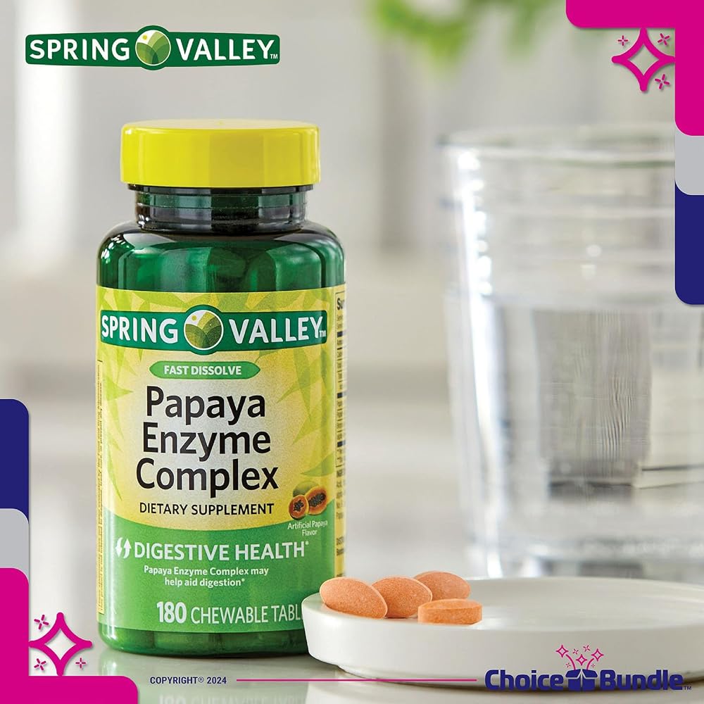 Choice Bundle Spring Valley Papaya Enzyme Complex Chewable Tablets - 360 Count - image 5