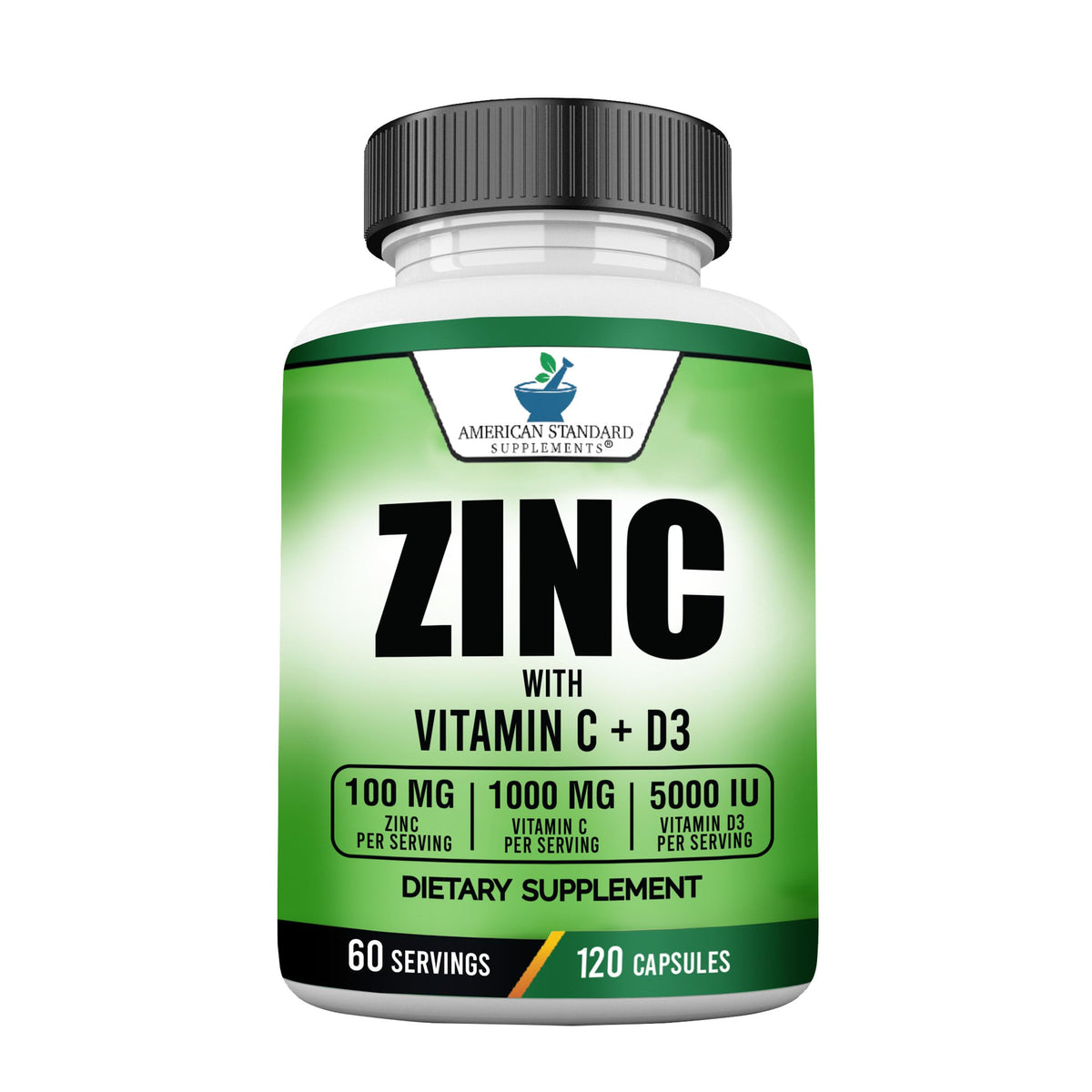 American Standard Supplements Zinc 100mg Vitamin C 1000mg - 120 Capsules