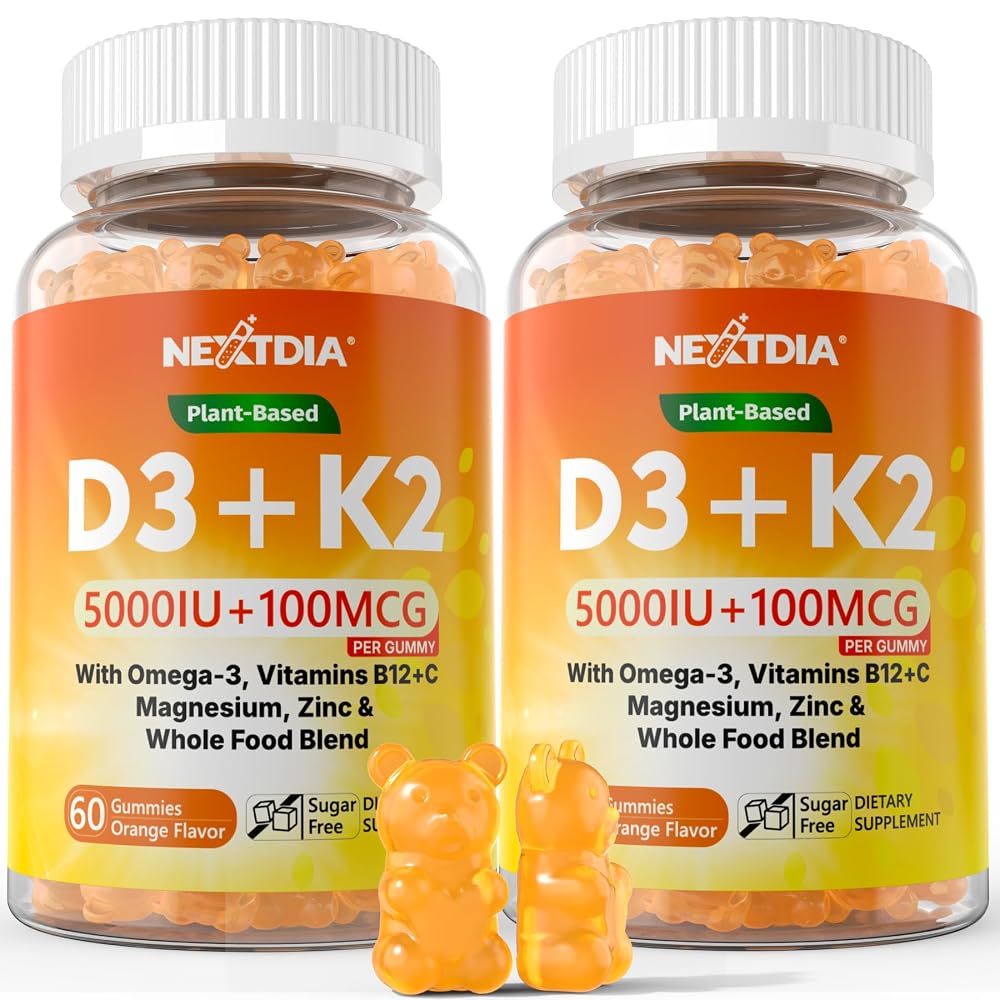 Nextdia Vitamin D3 K2 MK7 Gummies 5000IU with Magnesium Zinc