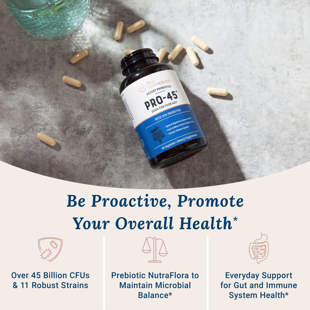 Live Conscious PRO45 Probiotic Formula 45 Billion CFU - 120 Capsules - image 2