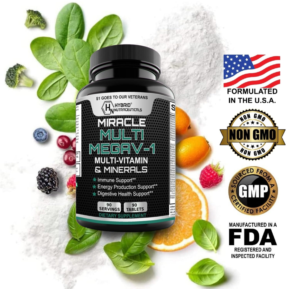 Hybrid Nutraceuticals MEGAV-1 Multivitamin with Probiotics - 90 Tablets - image 5