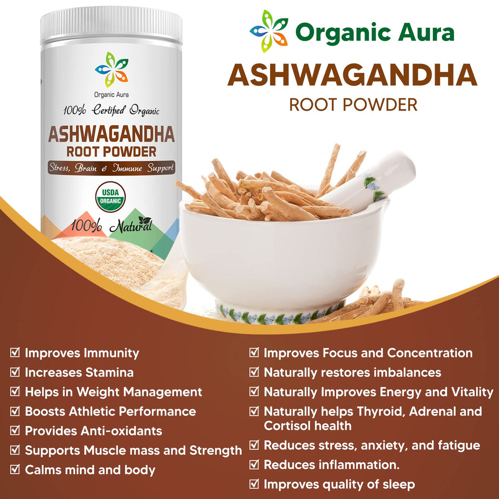 Organic Aura International Certified Organic Ashwagandha Root Powder - 8 oz - image 4