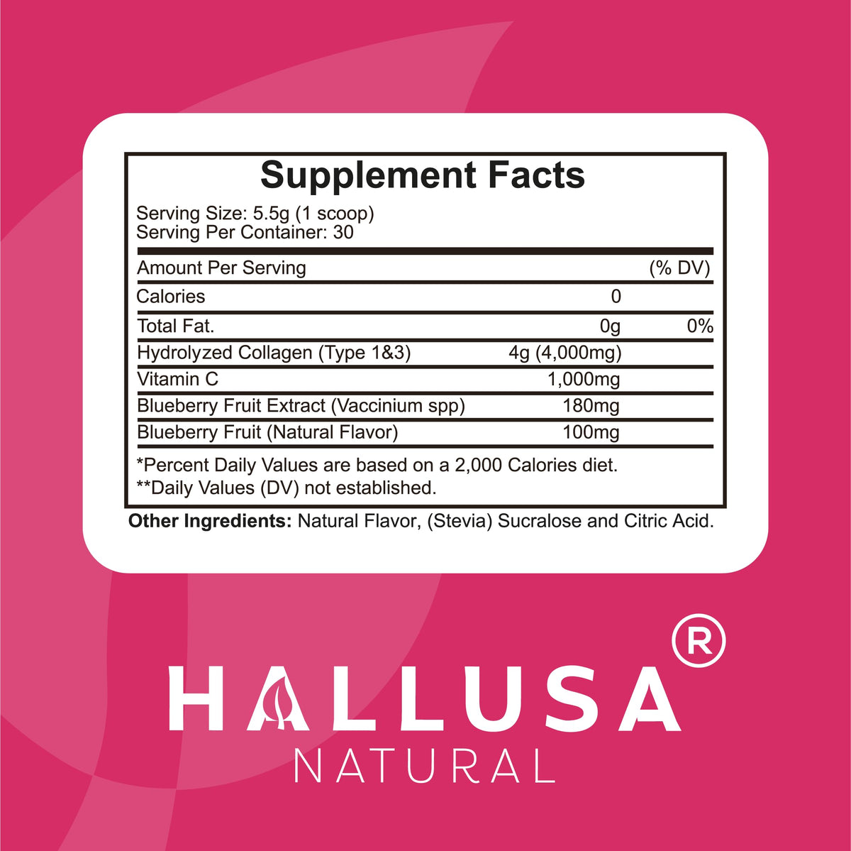 Hallusa Natural Hydrolyzed Collagen Peptides Type I & III Berry Blast - image 3