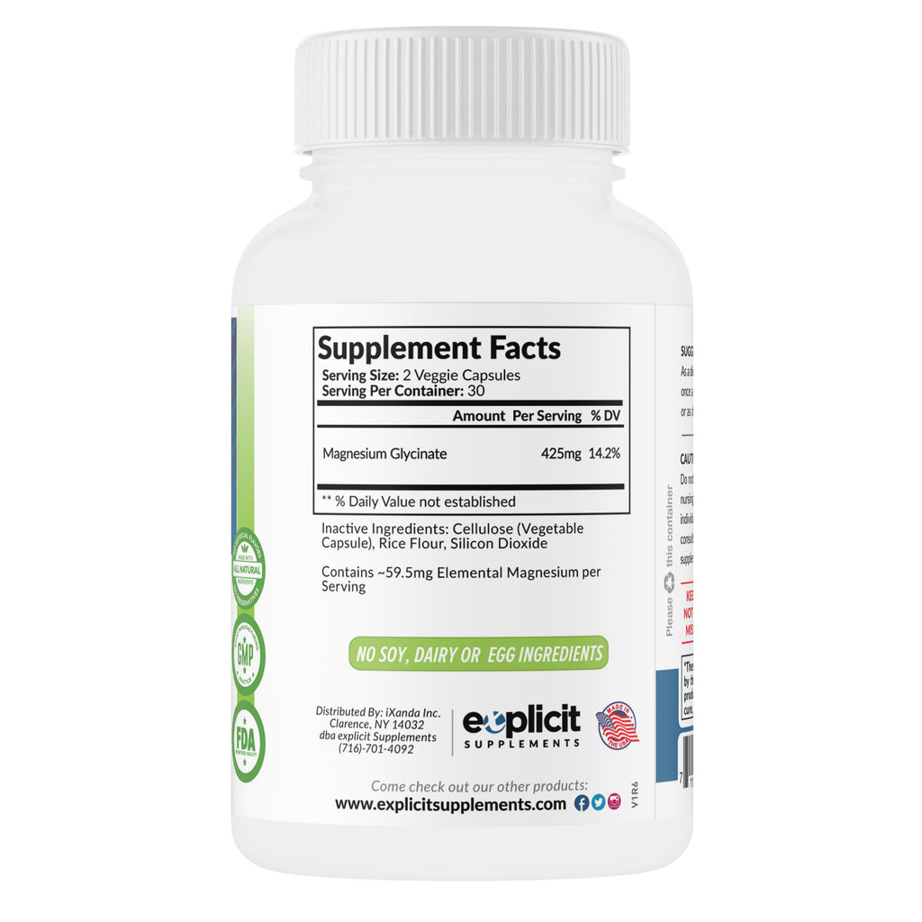 eXplicit Supplements Magnesium Glycinate 425mg - 60 Capsules - image 3