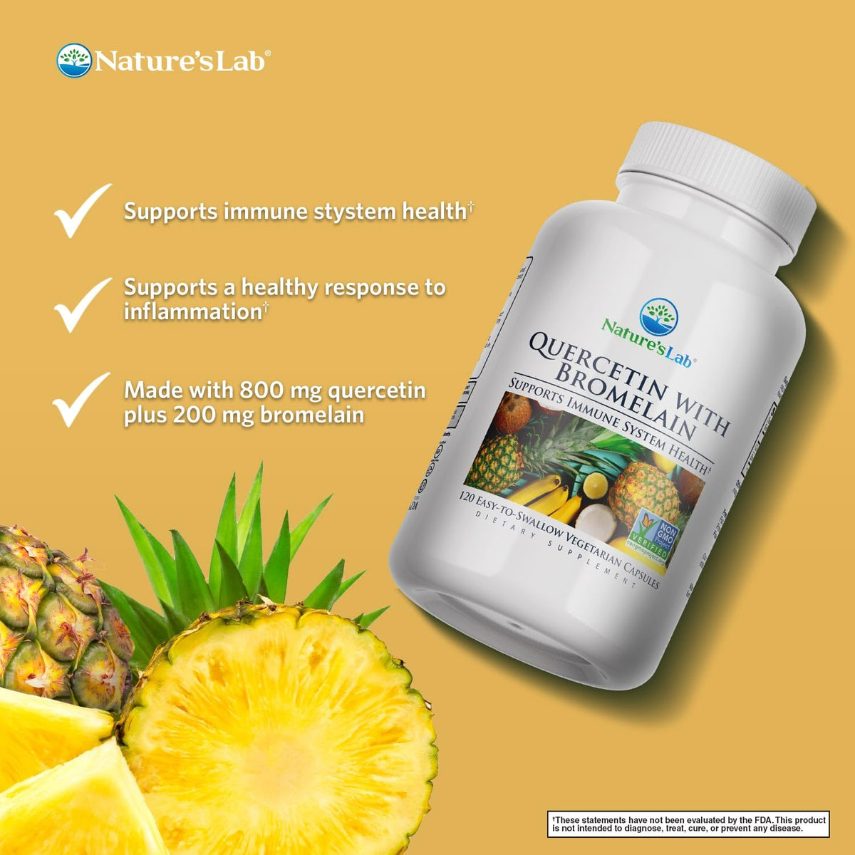 Nature's Lab Quercetin Bromelain - 120 Capsules - image 2