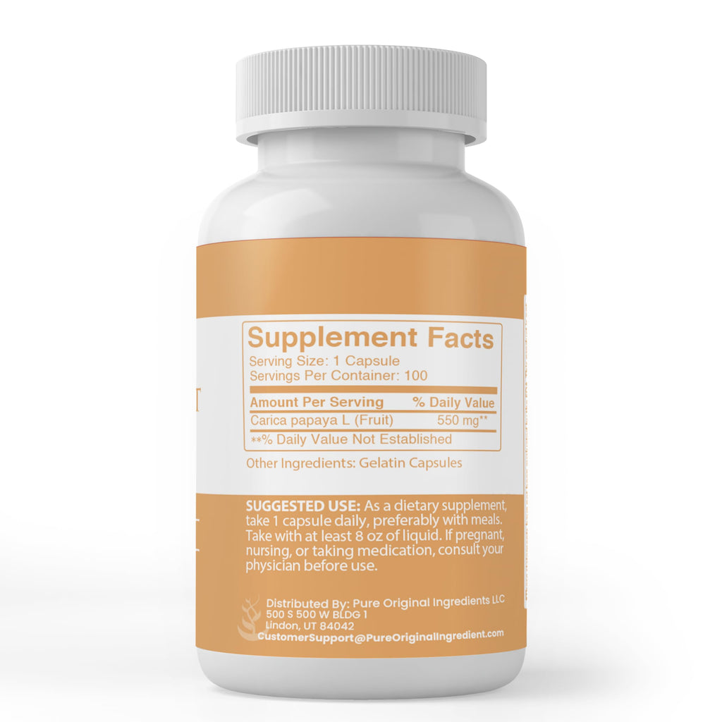 Pure Original Ingredients Papaya Extract - 100 Capsules - image 2