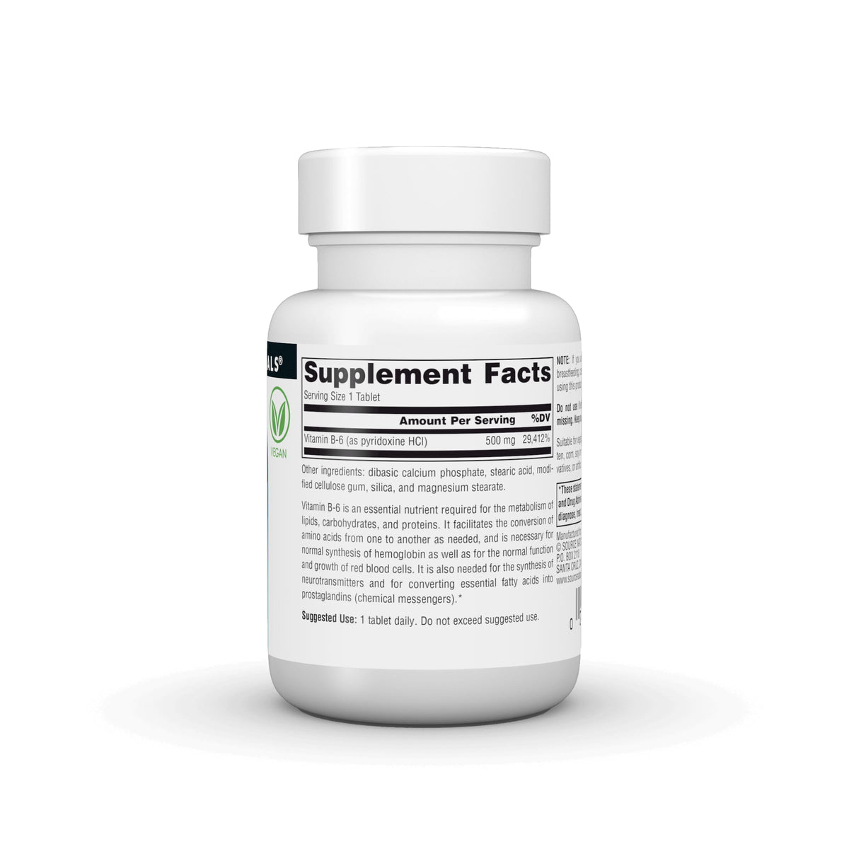 Source Naturals Vitamin B-6 500 mg - 50 Tablets - image 3