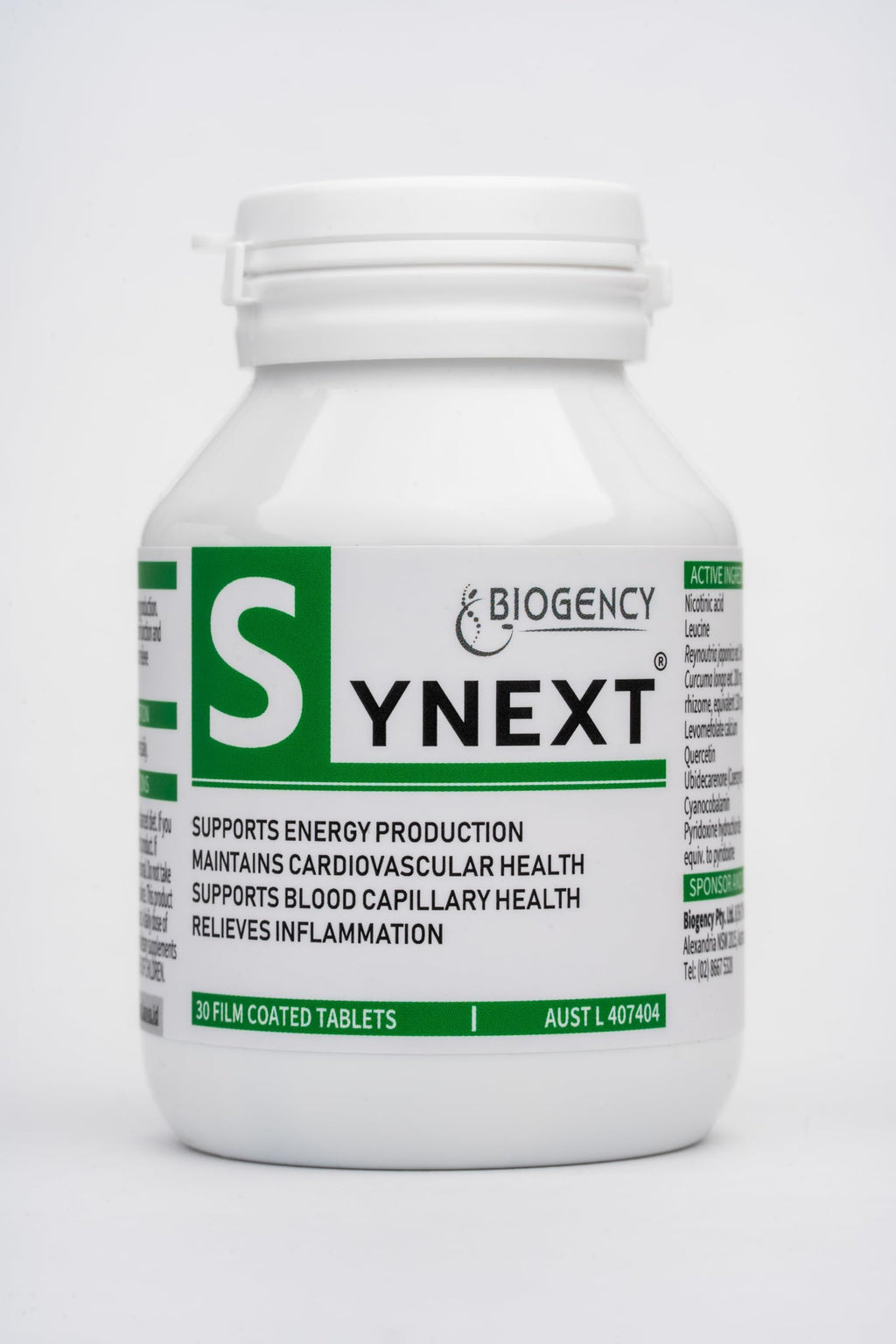 Biogency Synext NAD+ Supplement for Energy - 30 Tablets