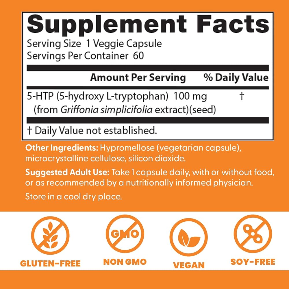 Doctor's BEST 5-HTP 100mg Vegetarian Capsules - 60 Capsules - image 3