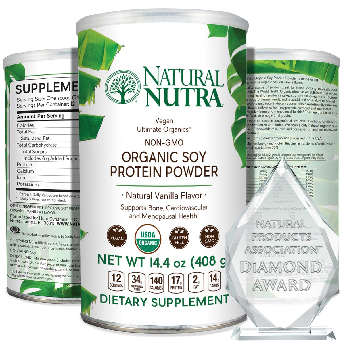 Natural Nutra Vegan Soy & Grass-Fed Whey Protein Powders