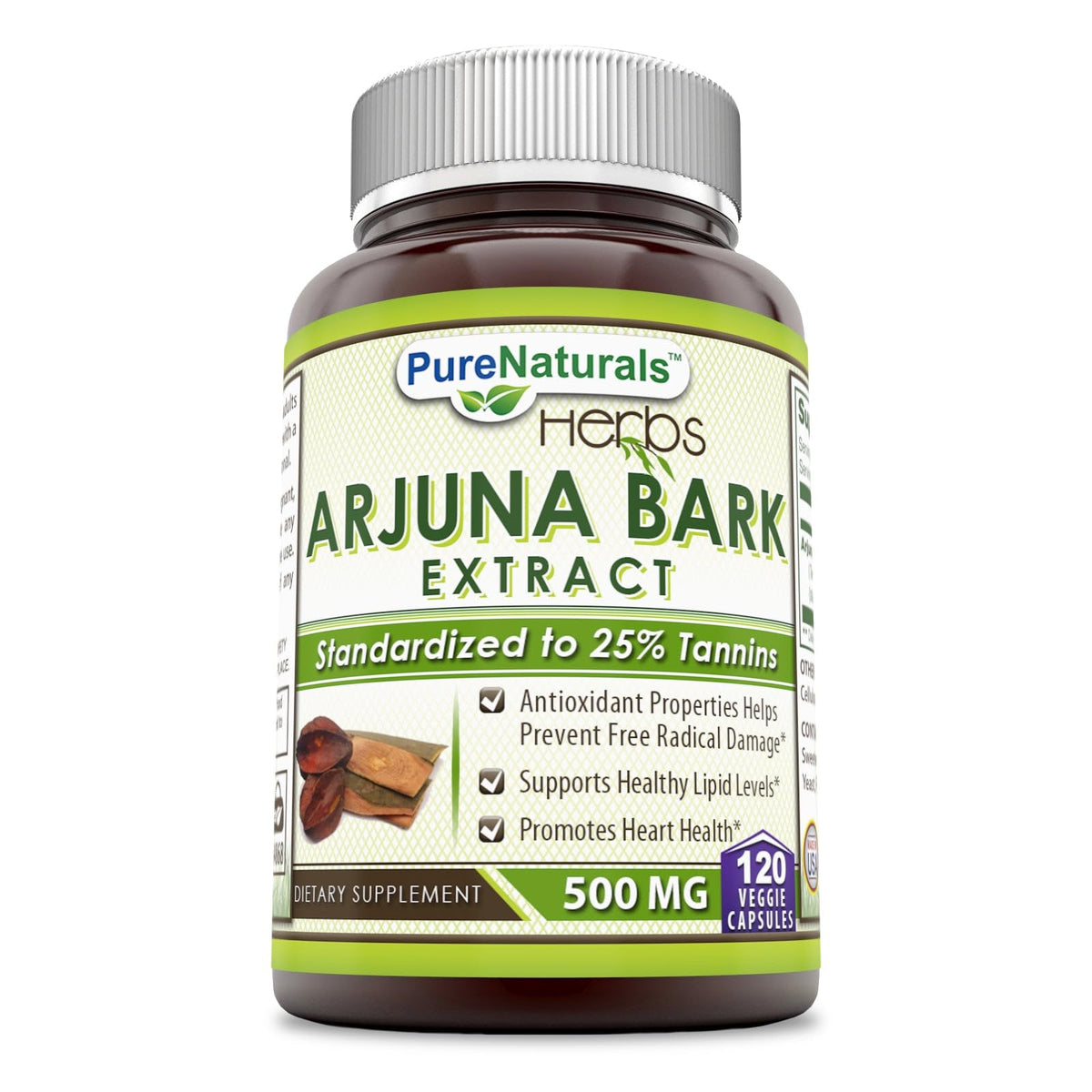 Pure Naturals Arjuna Bark Extract 500 mg - 120 Vegetarian Capsules