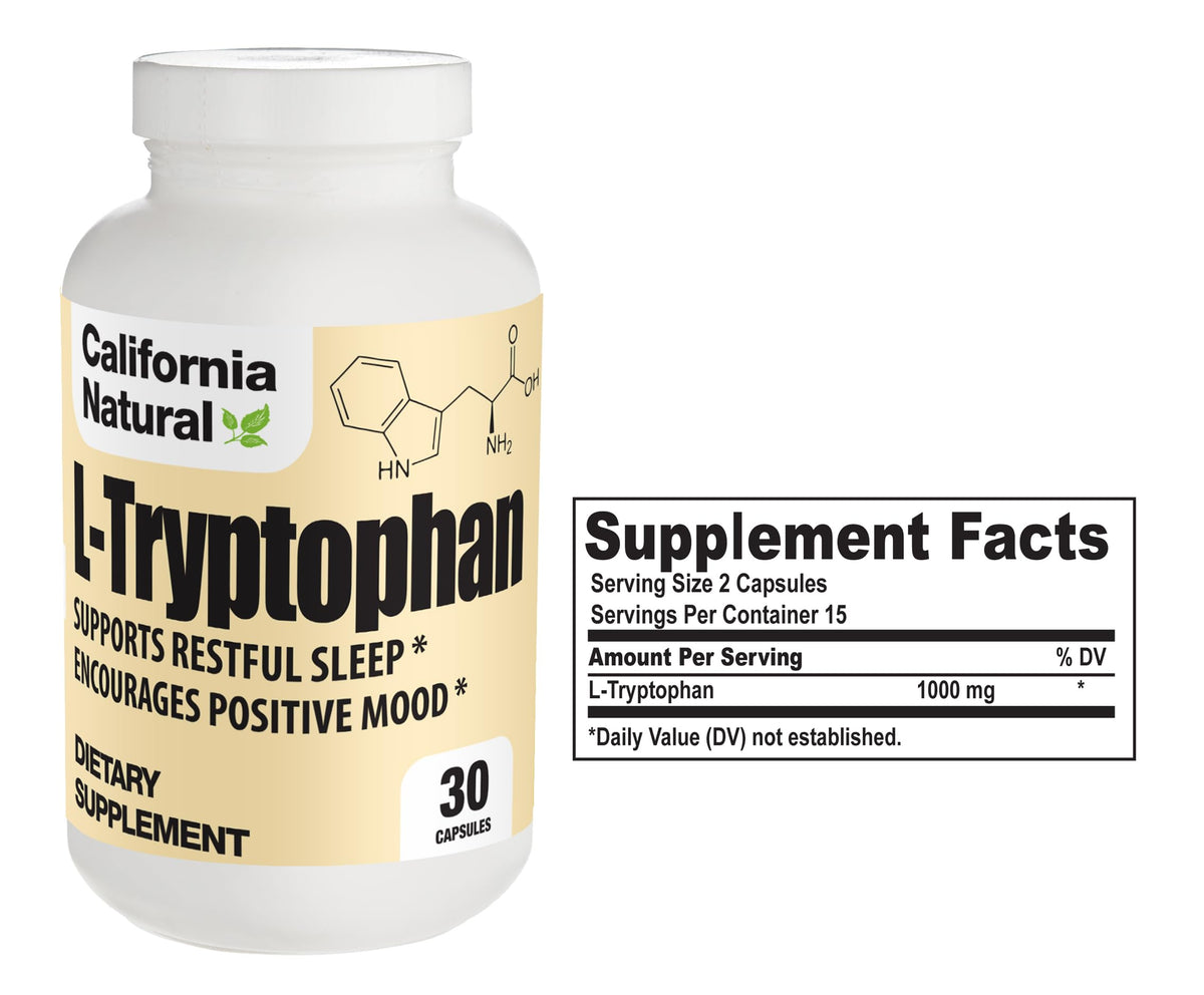 California Natural L-Tryptophan 500 mg - 30 Capsules - image 2