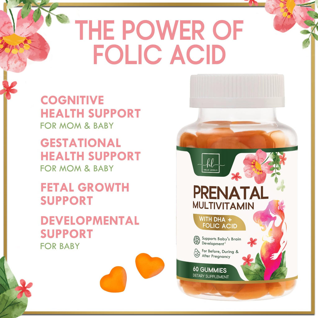 Hello Lovely! Prenatal Vitamins Multivitamin with DHA & Folic Acid - 60 Gummies - image 6