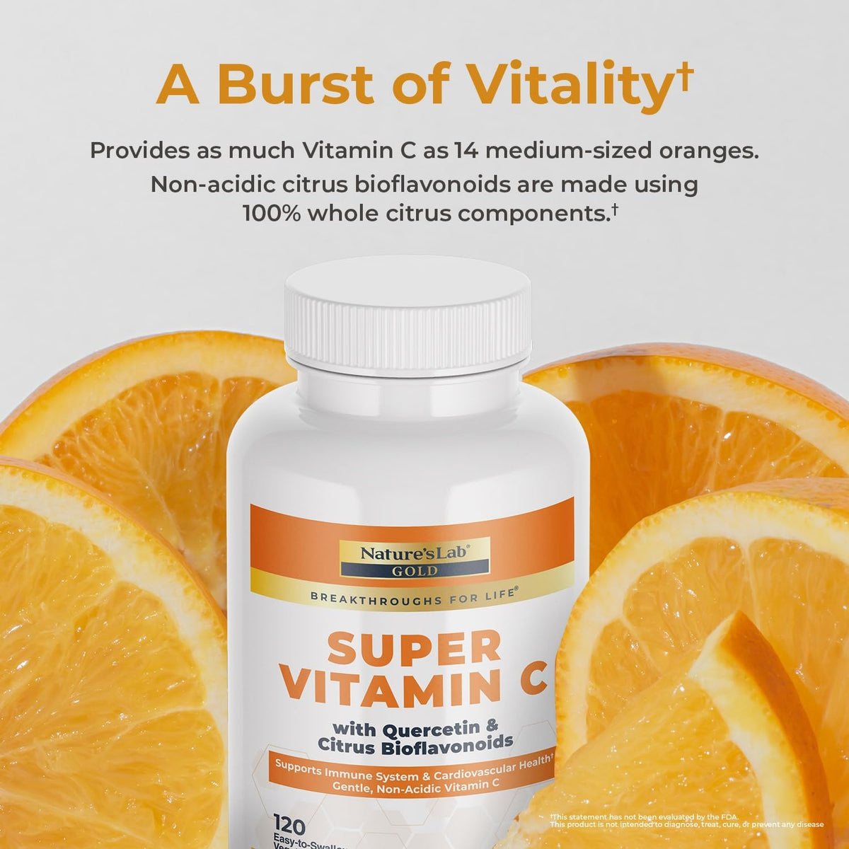 Nature's Lab Gold Super Vitamin C 1000mg Immune Support - 120 Capsules - image 3