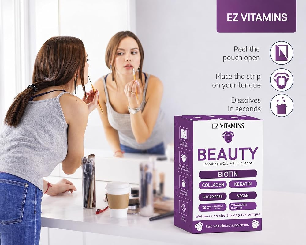EZ VITAMINS Beauty Strips for Hair, Skin & Nails - 30 Count - image 3