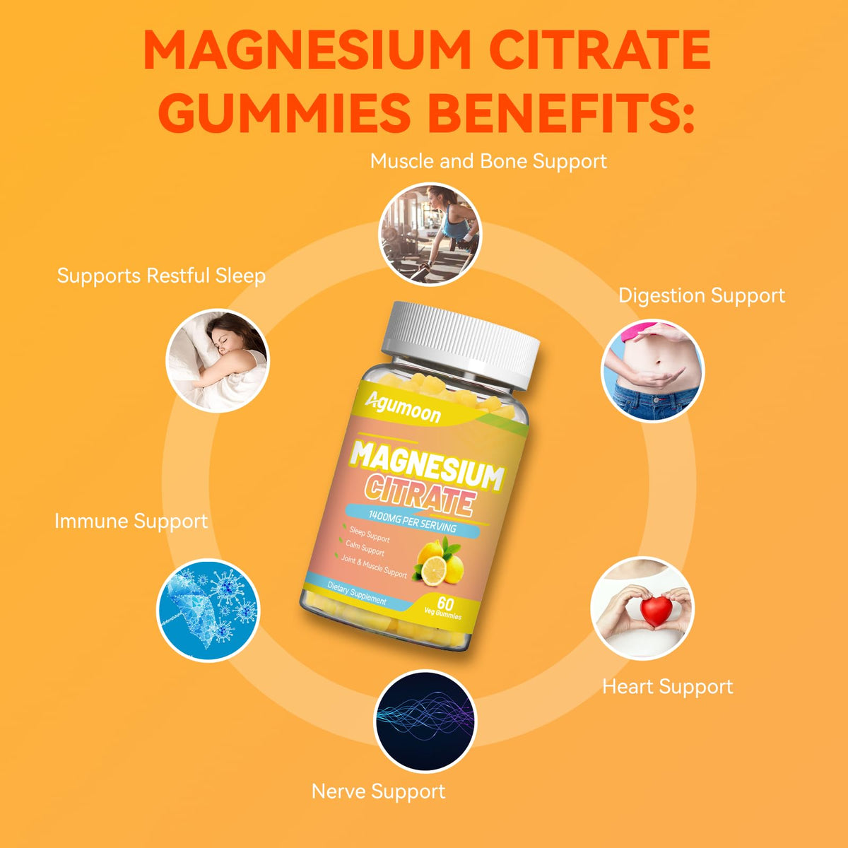 Agumoon Magnesium Citrate Gummies 1400mg - 60 Count - image 2