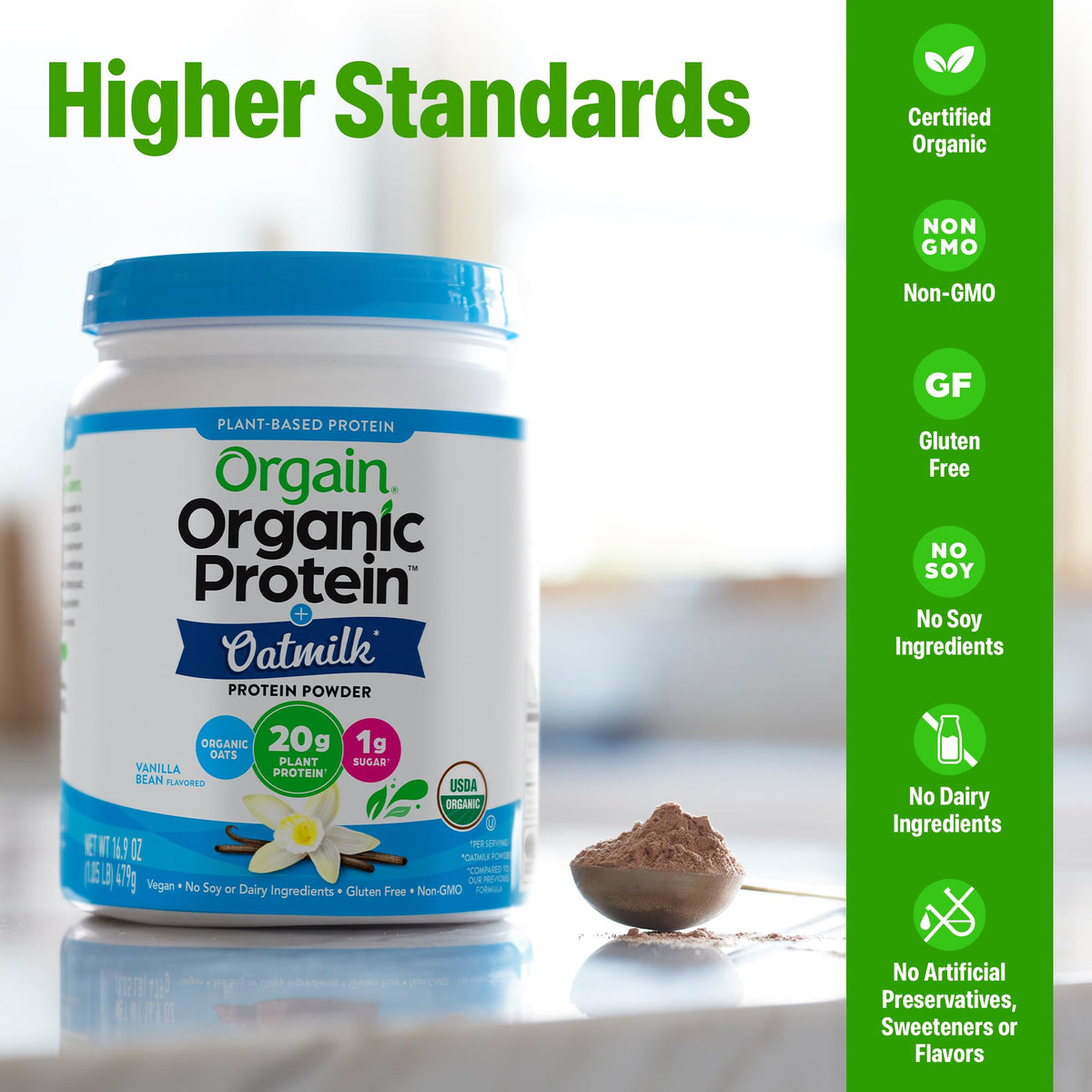 Orgain Organic Vegan Protein Powder + Oat Milk - 20g Plant Based