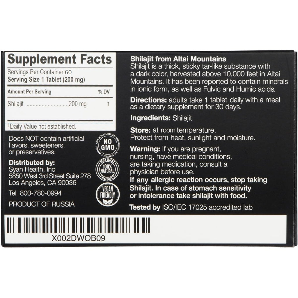 Sayan Shilajit Tablets 200mg Fulvic Acid - 60 Count - image 8