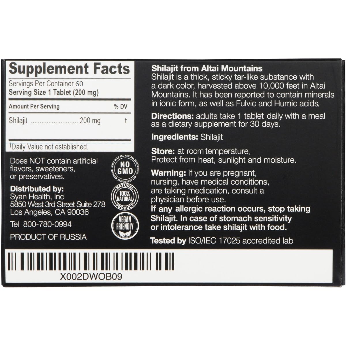 Sayan Shilajit Tablets 200mg Fulvic Acid - 60 Count - image 8