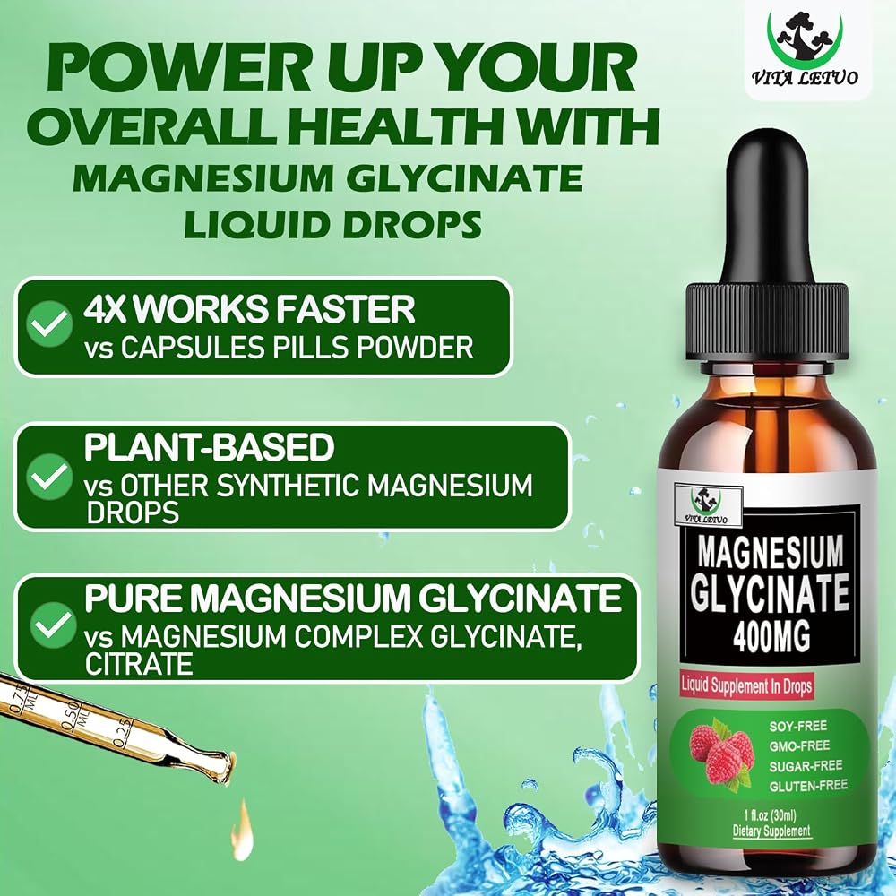 Vita letuo Magnesium Glycinate Liquid Drops 400mg - 30 Servings - image 3