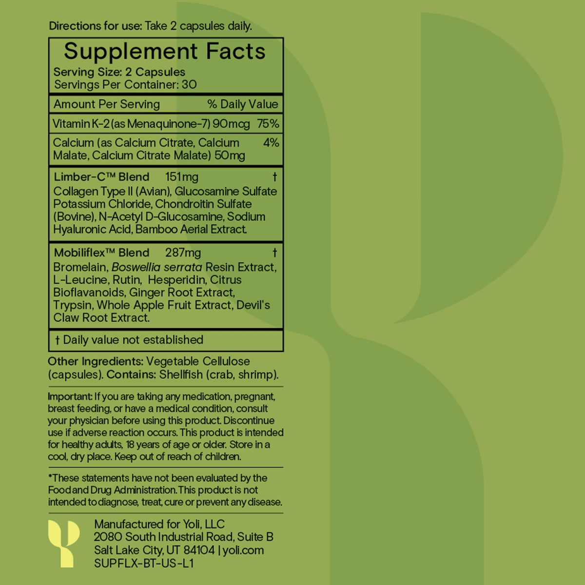 Yoli Flex Joint Support Glucosamine Chondroitin - 60 Capsules - image 4