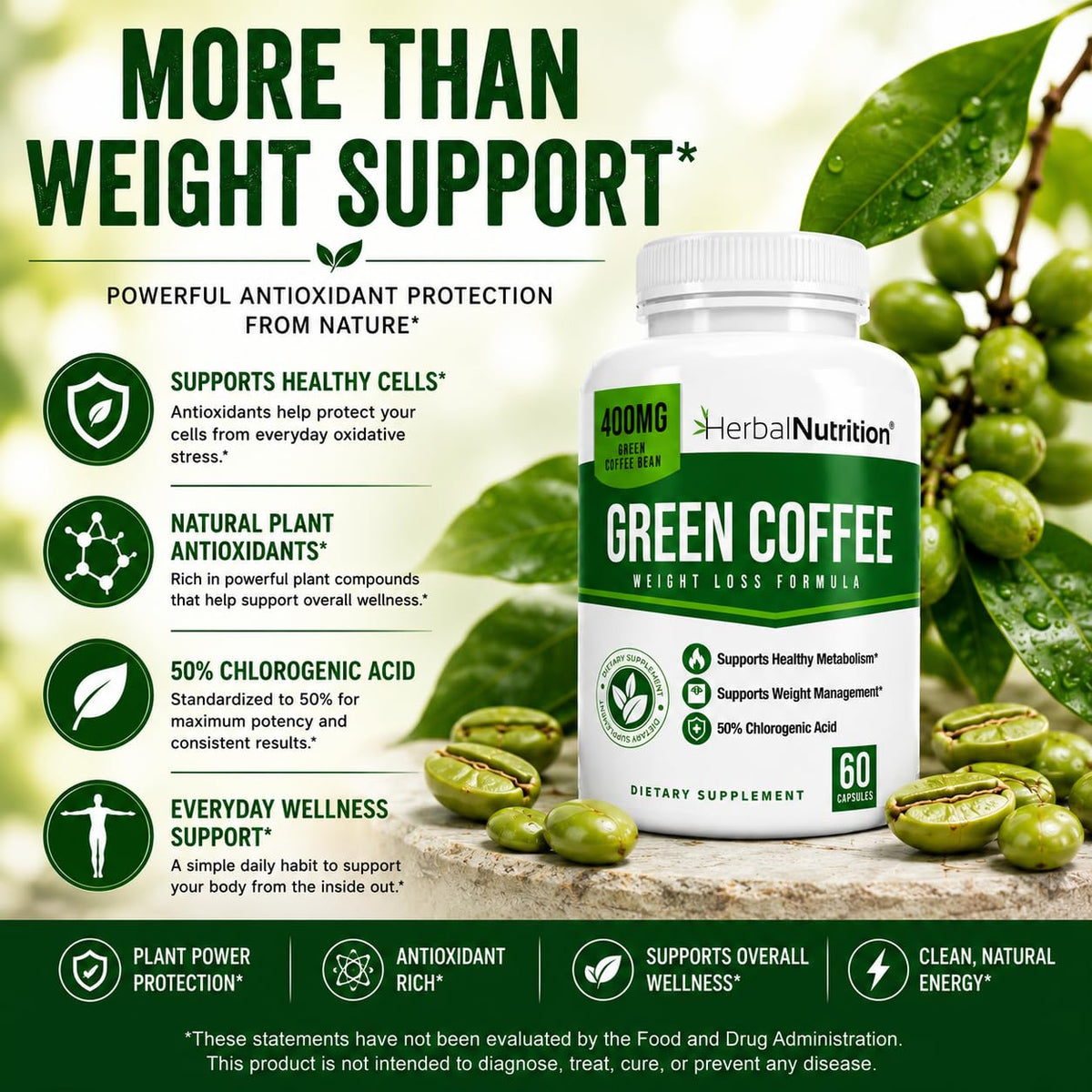 Herbal Nutrition Green Coffee Bean Extract 800mg - 60 Capsules - image 5