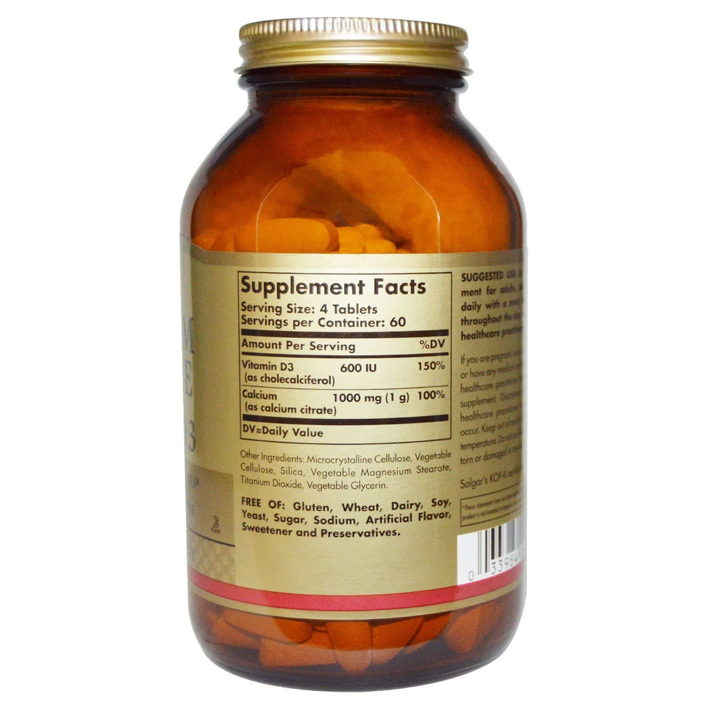 Solgar Calcium Citrate with Vitamin D3 - 60 Tablets - image 2
